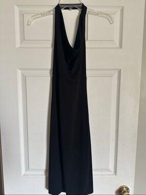 Vintage Black Halter Cowl Neck Women's Dress